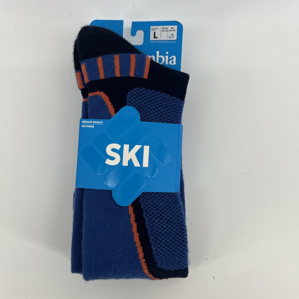Columbia Ski Socks Blue Over the Calf Medium Weight Wool Blend Large Mens 10-13